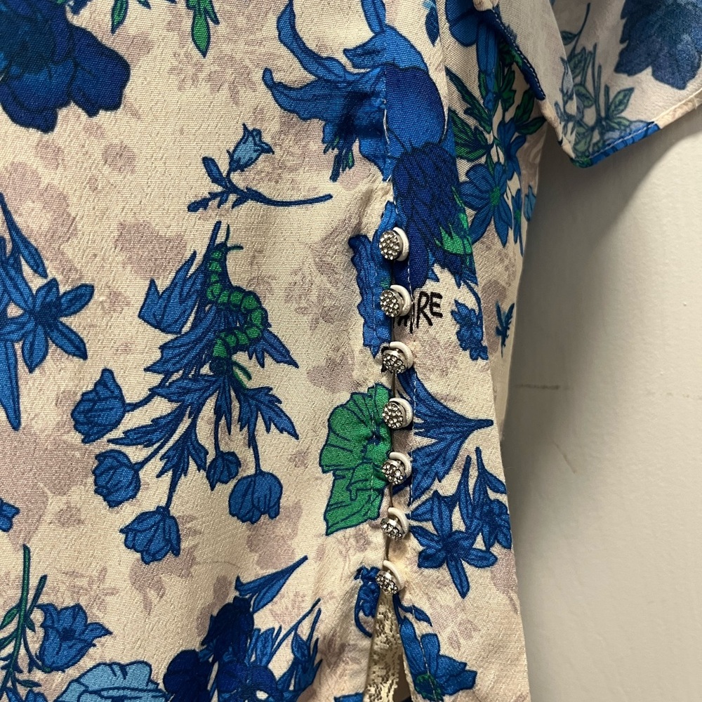 Zadig & Voltaire Tiffiny floral-print crepe blouse - Lace trim - Size XS - EUC - Picture 9 of 15